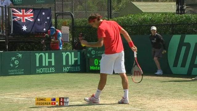 Tennis / Coupe Davis (barrage contre la relégation): Australie - Suisse: Bernard Tomic - Roger Federer  -  1er set 6-2