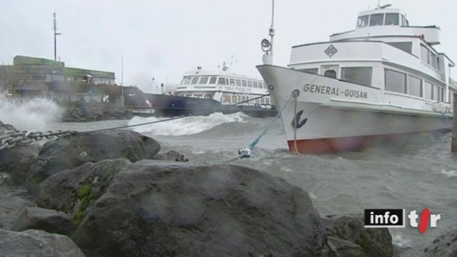 Tempête Joachim: des vents ont soufflé violemment sur les lacs, obligeant la CGN à maintenir ses bâteaux à quai