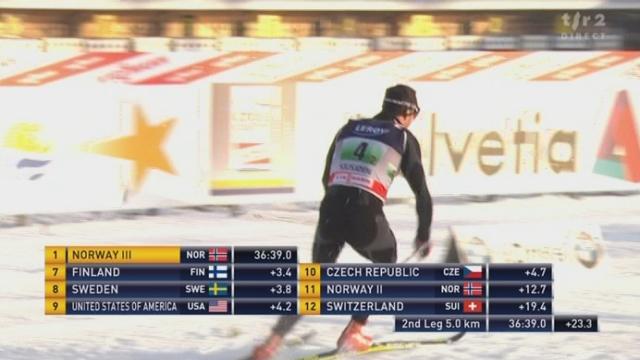 Ski nordique / Coupe du Monde à Sjosjön (NOR): 2e relais. Dario Cologna ramène la Suisse au 7e rang, de 46'' à 14''