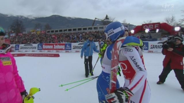 Ski alpin / slalom de Lienz (AUT): la 2e manche des 3 meilleures de la manche inbitiale: Manuela Moelgg (ITA), Tina Maze (SLN) et Marlies Schild (AUT)