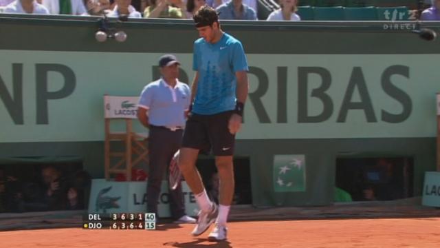 Tennis / Roland Gasrros (1/16): Del Potro réussit le contre-break de belle façon à 3-6 6-3 3-6 2-4 pour Djokovic