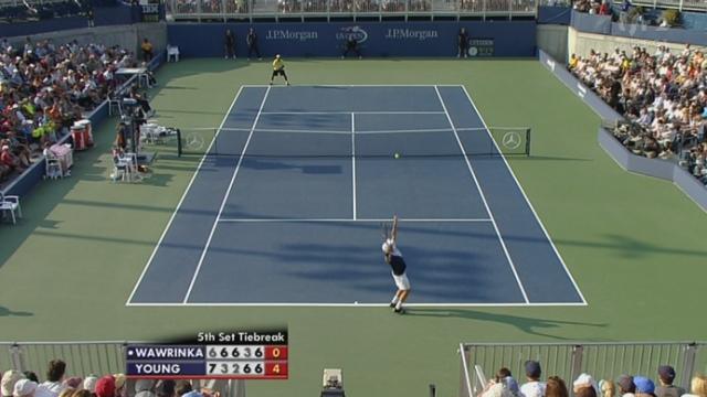 Tennis / US Open: Donald Young remporte le match et élimine Stanislas Wawrinka, auteur d'une partie médiocre (6-7, 6-3, 6-2, 3-6, 7-6).