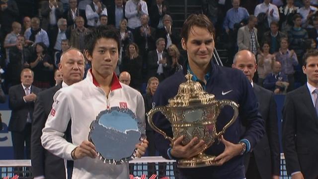 Tennis / Swiss Indoors Bâle (finale): Roger Federer (SUI) bat Kei Nishikori (JAP) en deux sets, 6-1 6-3 + itw Roger Federer