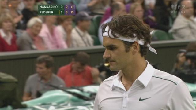 Tennis / Wimbledon (2e tour): Mannarino (FRA) - Federer (SUI). Le Suisse s'impose en 3 sets (6-3 6-2 6-2) et en 1h30' de jeu