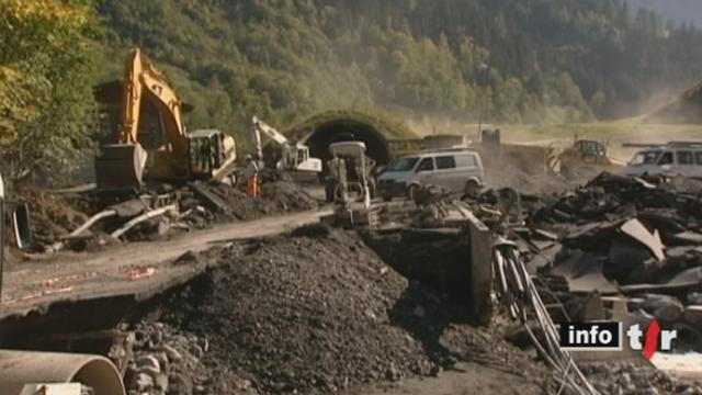 Intempéries en Suisse: les travaux de déblaiement s'accélèrent, notamment à Mitholz, particulièrement touché par les intempéries.