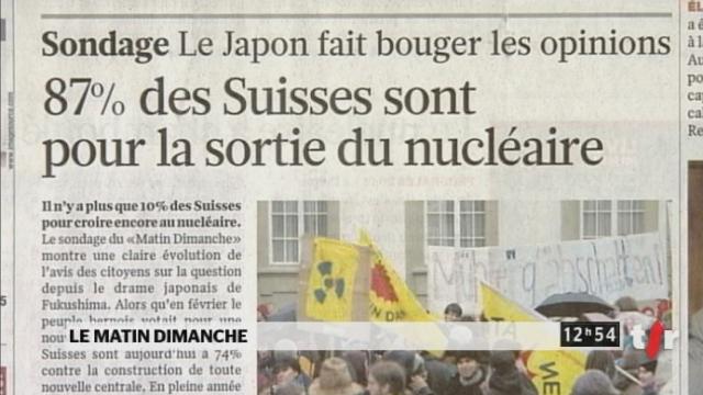 Suisse: selon un sondage express réalisé cette semaine, seuls 13% des Suisses sont encore favorables aux centrales atomiques