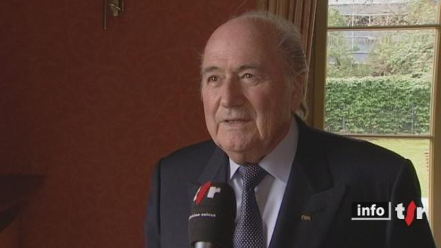 Football: entretien avec Joseph Blatter, président de la FIFA, de passage à Genève