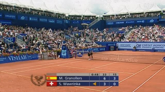 Tennis / Internationaux de Suisse de Gstaad (1/4 de finale): Marcel Granollers/ESP - Stanislas Wawrinka/SUI. 2e manche: l'Espagnol fait le break et le confirme pour mener 3-0. Les affaires se compliquent pour le Suisse