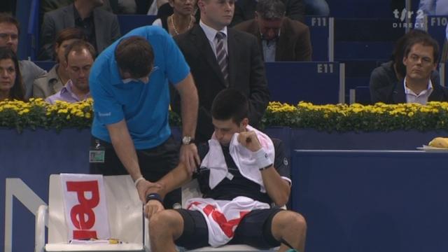Tennis / Swiss Indoors à Bâle (1re demi-finale): Novak Djokovic (SRB) - Kei Nishikori (JAP). Le SErbe domine le 1er set mais a besoin du médecin