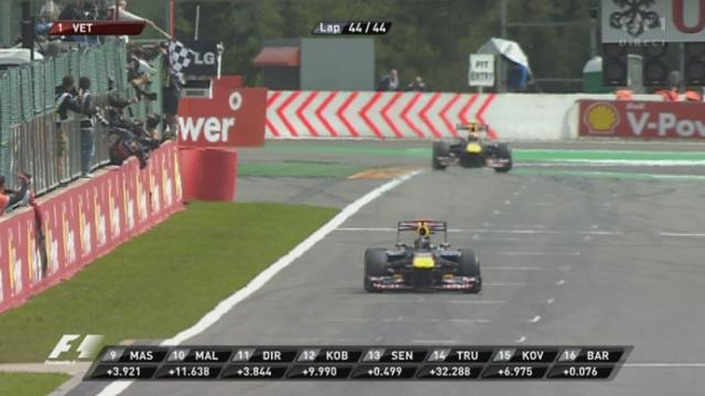 Automobilisme / F1 (GP de Belgique): l'arrivée. Nouveau doublé des Red Bulls, vettel devance Webber. Alonso 3e