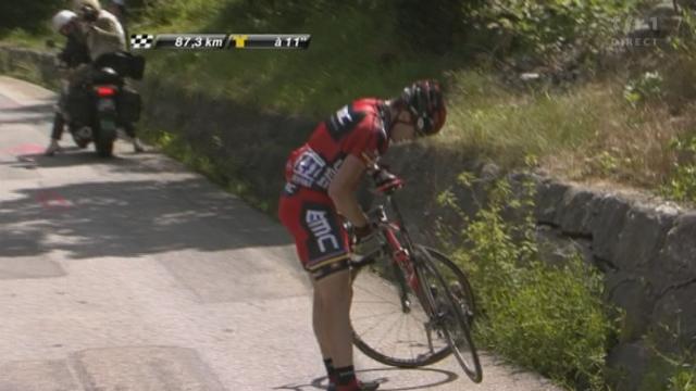 Cyclisme / Tour de France (19e étape, l'Alpe d'Huez): A 87 km de l'arrivée, ennuis mécaniques pour Cadel Evans, 4e du général, lâché
