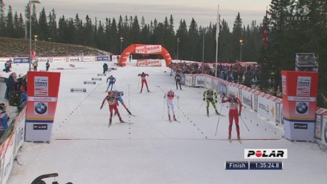 Ski nordique / Coupe du Monde à Sjusjön (NOR): l'arrivée au sprint entre 8 nations.