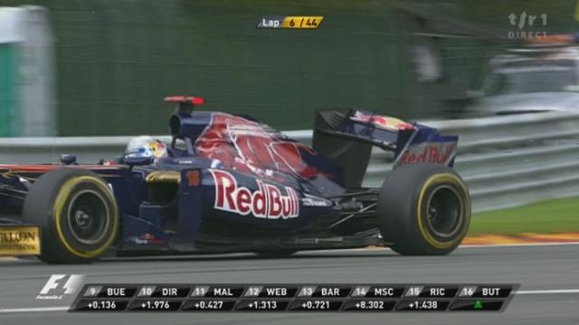 Automobilisme / F1 (GP de Belgique): 6e tour: Sébastien Buemi a un problème a son aileron arrière.