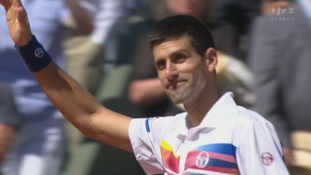 Tennis / Roland Garros (1/16): Novak Djokovic (SRB) bat le revenant Juan Martin Del Potro (ARG) 6-3 3-6 6-3 6-2 avec une magnifique amortie en balle de match