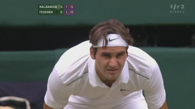 Tennis / Wimbledon (3e tour): Nalbandian (ARG) - Federer (SUI). Le Suisse fait le break dès le 2e service de l'Argentin