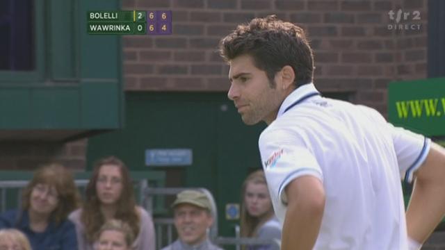 Tennis / Wimbledon (2e tour): Stanislas Wawrinka manque plusieurs occasions et finit par s'incliner en 3 sets (6-7 3-6 6-7).  Magnifique match de Stefano Bolelli (ITA)