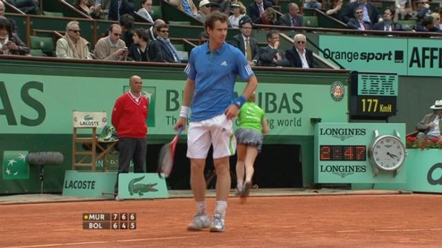 Tennis / Roland-Garros (2ème tour) : Andy Murray, tête de série numéro 4, vient à bout en 3 sets de Simone Bolelli, malgré la puissance de l’Italien, trop inconstant (7-6, 6-4, 7-5)