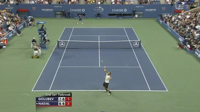 Tennis / US Open (1er tour): Andrey Golubev (KAZ) - Rafael Nadal (ESP). La 2e manche se joue au tie-break (7-6 pour Nadal)
