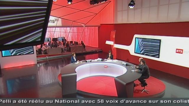 Le politologue Pascal Sciarini, l'historien Olivier Meuwli et Marie-Hélène Miauton de Mis Trend analysent les résultats des élections