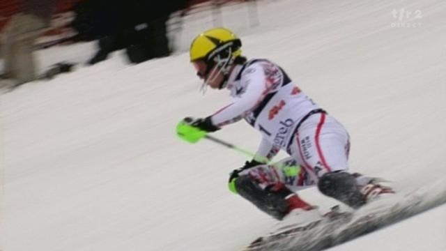 Ski alpin / slalom nocturne de Zagreb: Marcel Hirscher (AUT), Andre Myhrer (SUE) et Ivica Kostelic (CRO) profitent des faveurs de leur numéro de dossard pour dominer la 1e manche