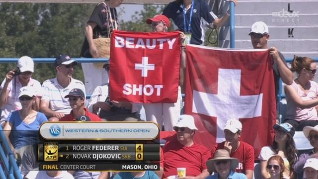 Tennis. Cincinnati (USA). Finale: Roger Federer (SUI) - Novak Djokovic (SRB). Le Suisse, très cocnentré, malmène le Serbe (4-0)