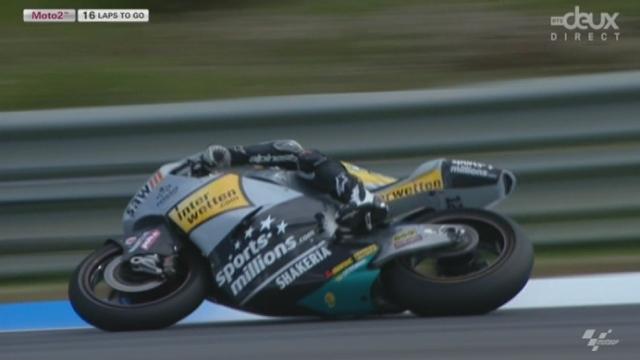 Moto2. Incident à  16 tours de l'arrivée. Lüthi reste leader