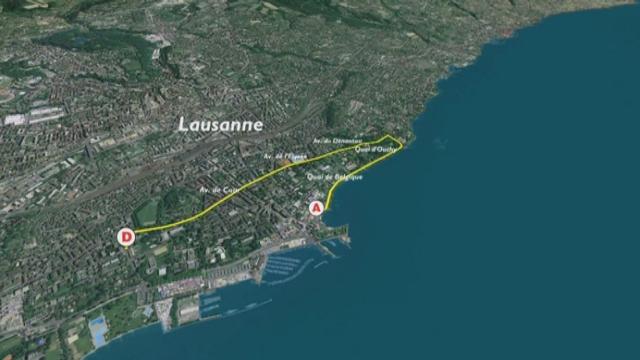 Carte du Prologue. Le contre-la-montre de Lausanne (3,34 km)