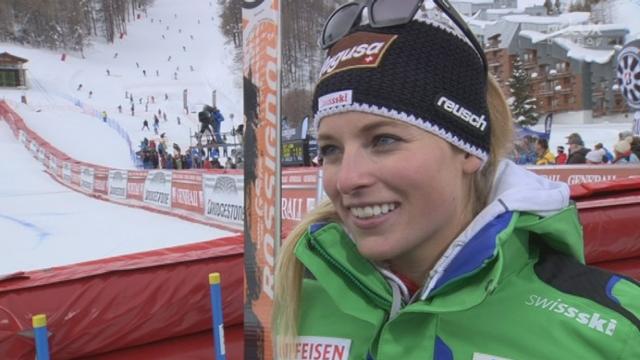 Descente dames: l'interview de Lara Gut (SUI), qui signe la première victoire suisse de la saison, hommes et femmes confondus