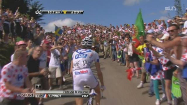 Cyclisme/Tour de France (2/3) (8e étape de Porrentruy, Jura): le jeune Français Thibaut Pinot s'impose pendant que le Britannique Wiggins garde son maillot jaune