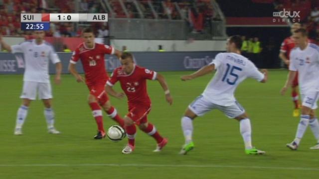 Qualifications (zone Europe). Gr. E (2e journée): Suisse - Albanie. 23e minute: Shaqiri profite d'un contre favorable pour aller affronter, seul, le gardien et pour inscrire le 1-0