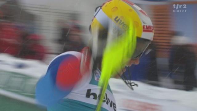 Ski alpin / slalom d'Adelboden: bon 16e chrono avec le dossard 33 pour le champion du monde juniors Reto Schmidiger (19 ans)