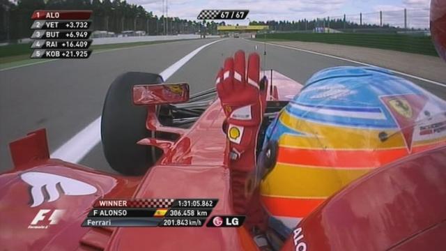 Hockenheim: Alonso résiste et s'impose (30e victoire de sa carrière). Bataille entre Vettel et Button pour la deuxième place.