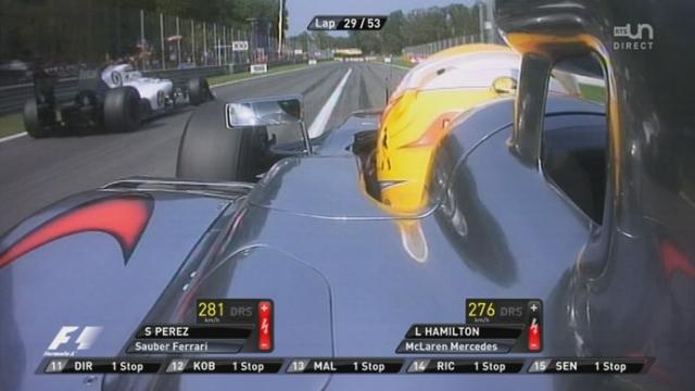 Monza. 29e tour: Hamilton repasse en tête et Alonso passe Vettel et s'empare de la 5e place