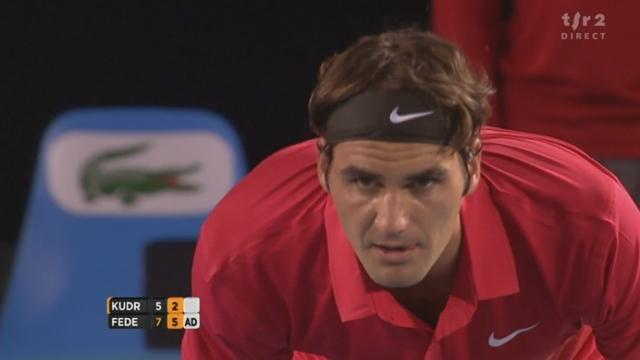 Tennis / Open d'Australie (1er tour): Kudryavtsev (RUS) - Federer (SUI). 2e manche. Le Suisse à 2 points de mener 2 manches à rien