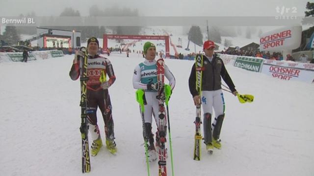 Ski alpin / slalom d'Adelboden: la 2e manche des 4 premiers de la manche initiale: Kostelic, Matt, Hirscher, Deville