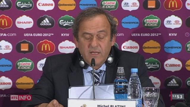 UEFA Euro 2012: à l'heure du bilan, le président de l'UEFA Michel Platini félicite la Pologne et l'Ukraine