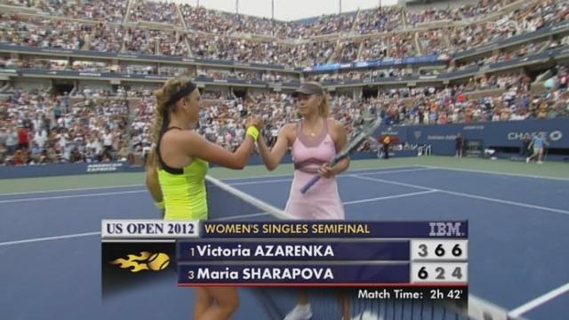 Demi-finale dames (I). Viktoria Azarenka (BLR) - Maria Sharapova (RUS) 3-6 6-2 6-4. C'était les "Hauts de Hurlements" pendant 2h et 42 minutes