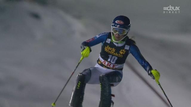 Slalom dames 2e manche: extraordinaire Mikaella Shiffrin qui remporte sa première victoire à 17 ans.