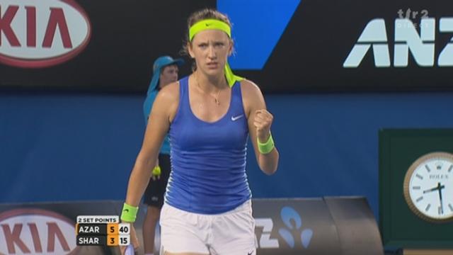 Tennis / Open d'Australie (finale dames): Victoria Azarenka (BLR) - Maria Sharapova (RUS). Mal partie, la Bélarusse remporte pourtant la 1re manche 6-3