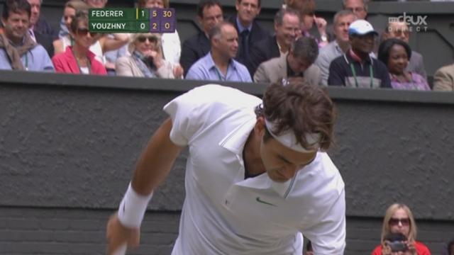 1/8, Federer - Youzhny. La démonstration continue. Jeu blanc et 2ème set pour le Bâlois (6-2).