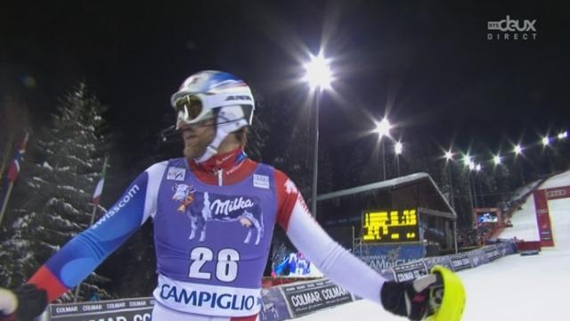 Slalom messieurs en nocturne. 1re manche: Markus Vogel, premier Suisse en lice (dossard 28)