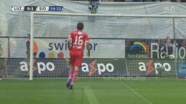 3e journée: FC Lucerne - Sion. 28e minute: le tunisien Darrage permet l'ouverture du score à Xavier Marguerat (0-1)