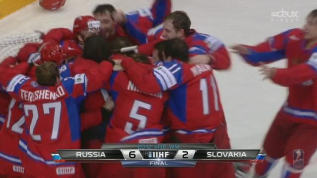 FINALE. Russie - Slovaquie. La fin du match (6-2). Délire russe pour un 26e titre de champion du monde!