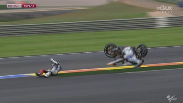 Moto GP : chute impressionnante de  Lorenzo J. (ESP) alors qu’il se trouvait en tête de course.