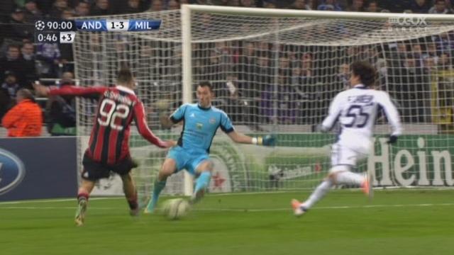 Group C. 5e j. Anderlecht – Milan (1-2): 90e + 1 but de Pato. Milan se qualifie pour les 1/8 de finale.