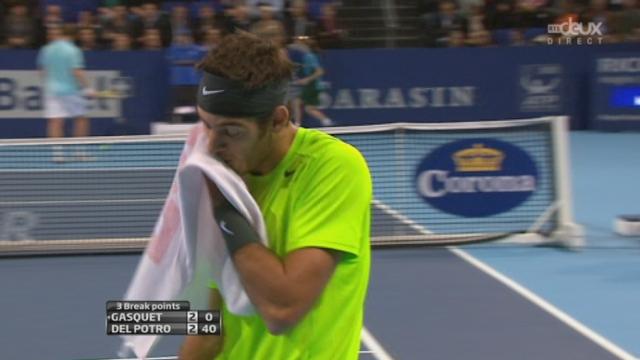 1/2 Final. Del Potro - Gasquet (3-2) : Premier Break remporté par l'Argentin sur un jeu blanc de Gasquet.