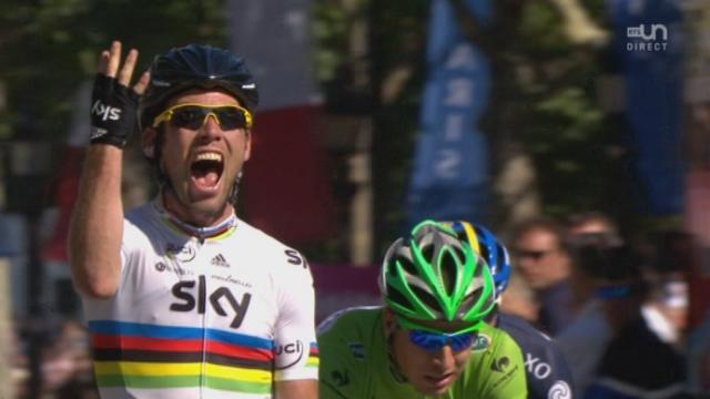 20e étape (Rambouillet - Paris): emmené par le maillot jaune Bradley Wiggins, Mark Cavendish s'adjuge la dernière étape de cette édition 2012.