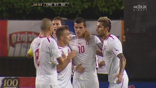 Préparation aux éliminatories de la Coupe du Monde 2014 au Brésil. Croatie - Suisse: sur une action de Lichtsteiner, Granit Xhaka puvre le score (11e/0-1)