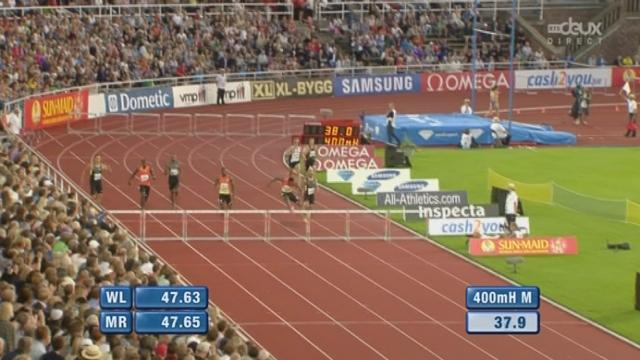 Meeting Ligue de Diamant de Stockholm. 400 m haies: Tinsley (USA) bat le champion olympique Felix Sanchez (DOM)