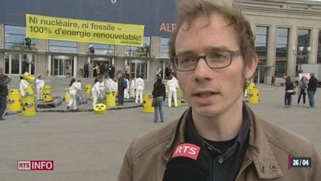 Action coup de poing de greenpeace ce jeudi matin devant l'assemblée générale d'Alpiq